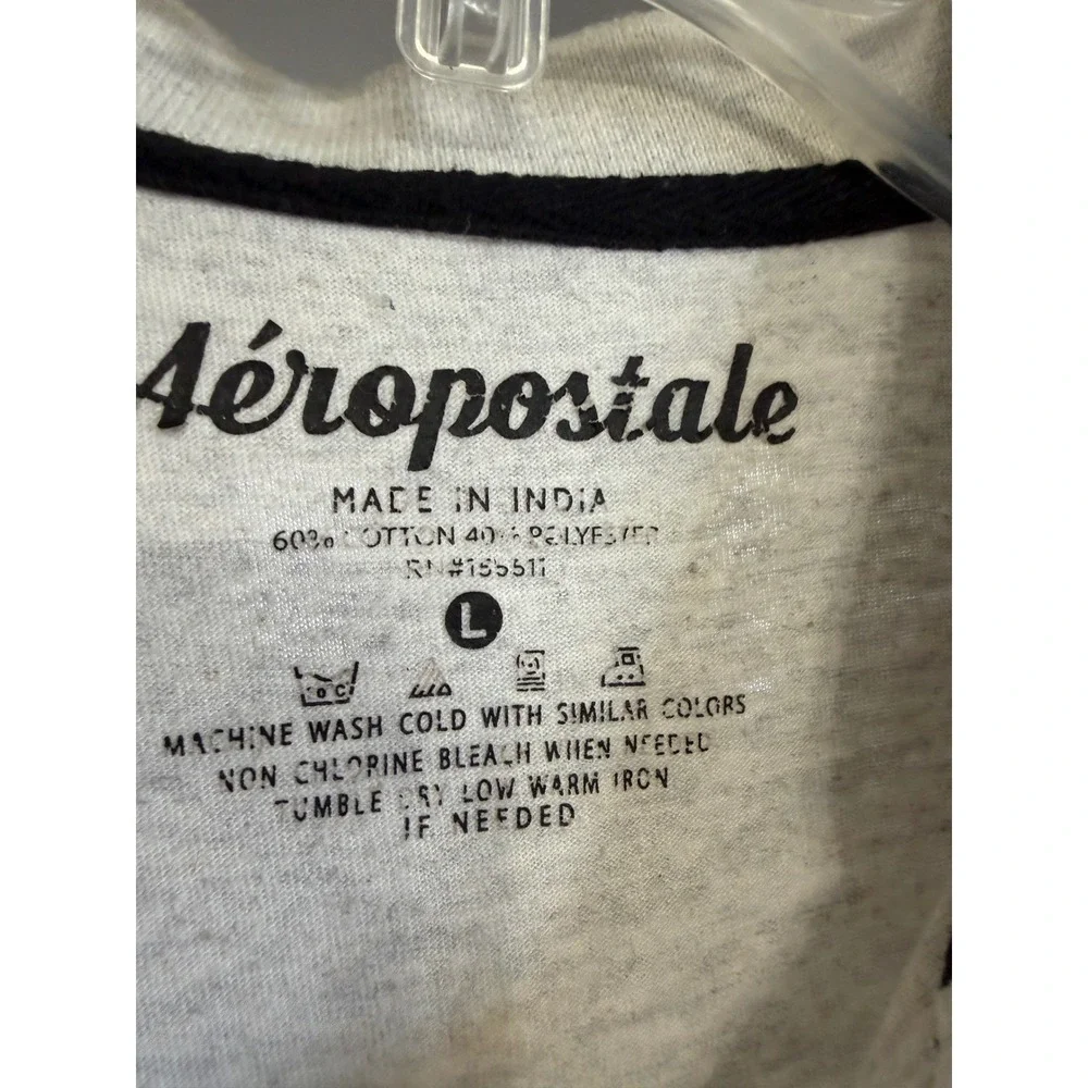 Aeropostale Mens L Gray Heather‎ Embossed Aero Graphic Polo Shirt Short Sleeve